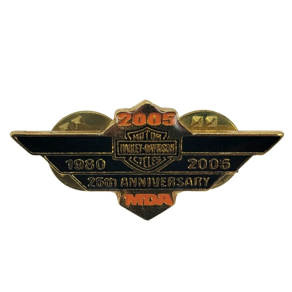 Harley-Davidson HOG 25th Anniversary MDA Patch‎ & Pin Set 2005 Biker Eagle Black